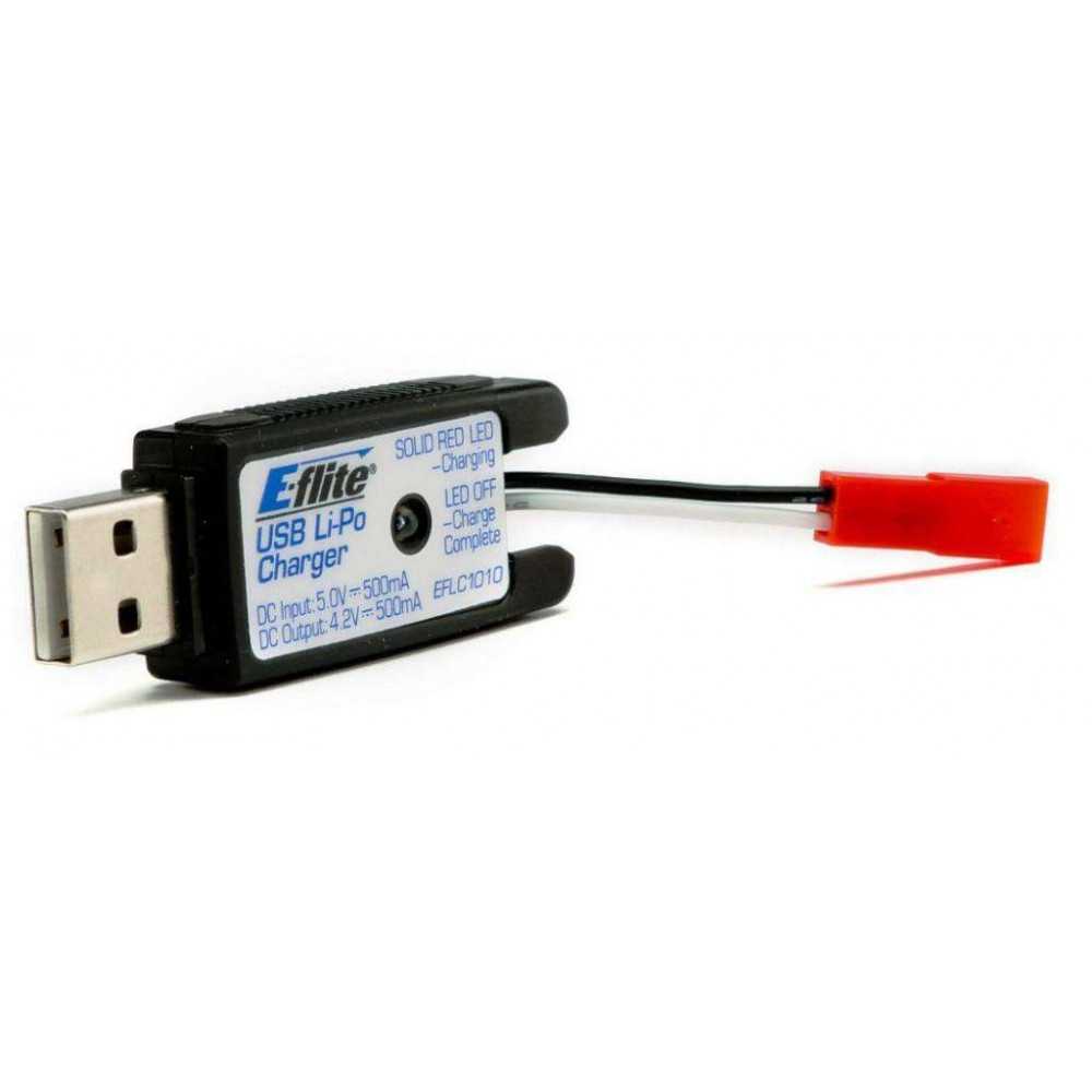 E-flite Carica batterie Lipo 1S USB 500mAh JST per 120 S, 180 QX HD (art. EFLC1010)