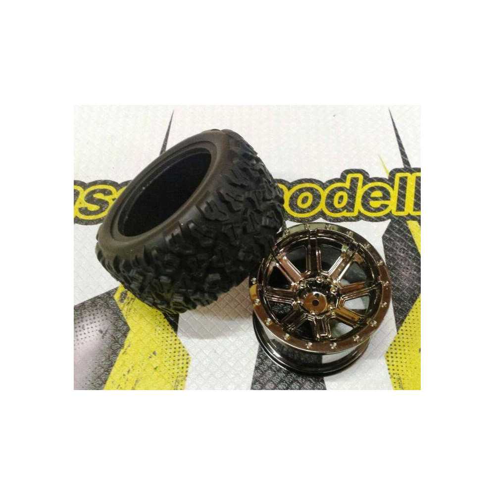 Siva Toys Set gomma + cerchio 1/10 Off-Road attacco a spina per Land Buster (art. 50205)
