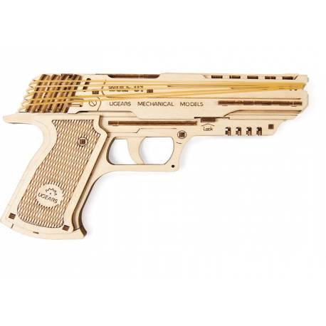 Ugears Modello pistola meccanica "Wolf-01 Handgun" in legno da assemblare (art. SI-70047)