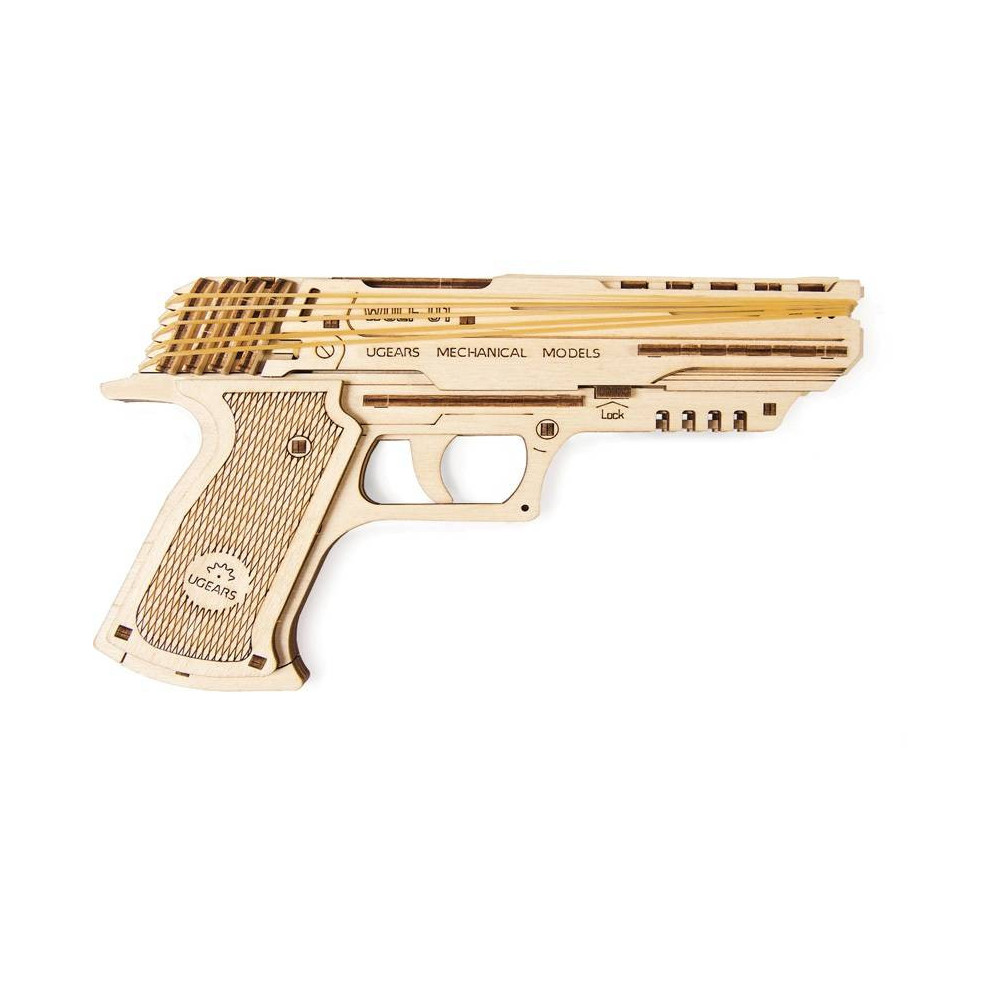 Ugears Modello pistola meccanica "Wolf-01 Handgun" in legno da assemblare (art. SI-70047)