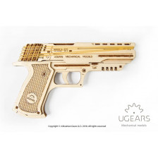 Ugears Modello pistola meccanica "Wolf-01 Handgun" in legno da assemblare (art. SI-70047)