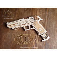 Ugears Modello pistola meccanica "Wolf-01 Handgun" in legno da assemblare (art. SI-70047)
