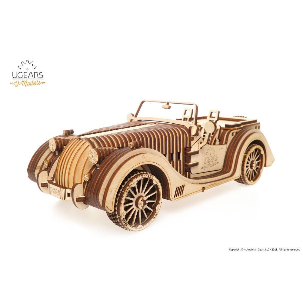 Ugears Modello di auto Roadster Sportcabrio VM-01 in legno da assemblare (art. SI-70052)