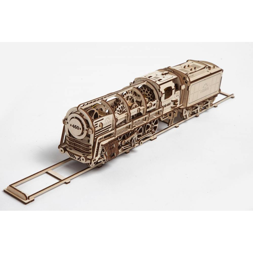 Ugears Modello Locomotiva a Vapore 460 con vagone in legno da assemblare (art. SI-70012)