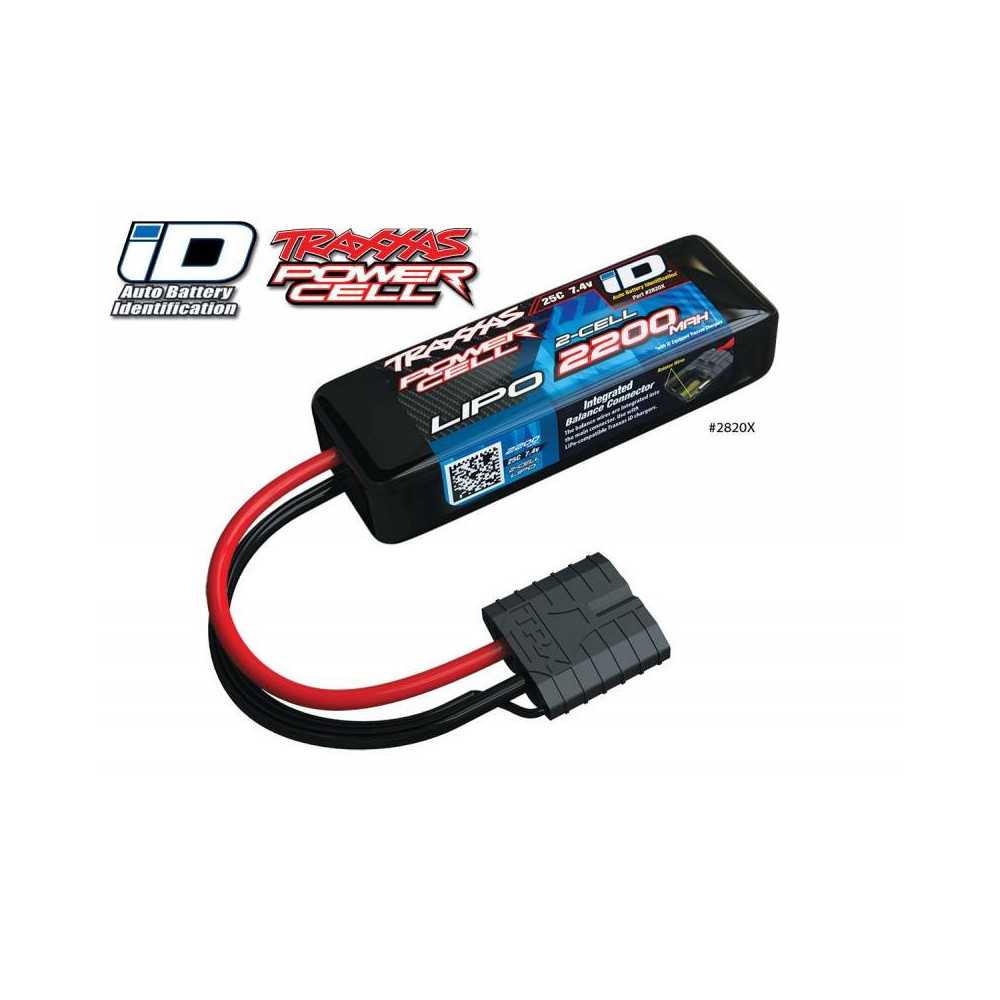 Traxxas Batteria Li-po 7,4V 2200mAh 25C 2S connettore Traxxas Power Cell iD (art. TXX2820X)