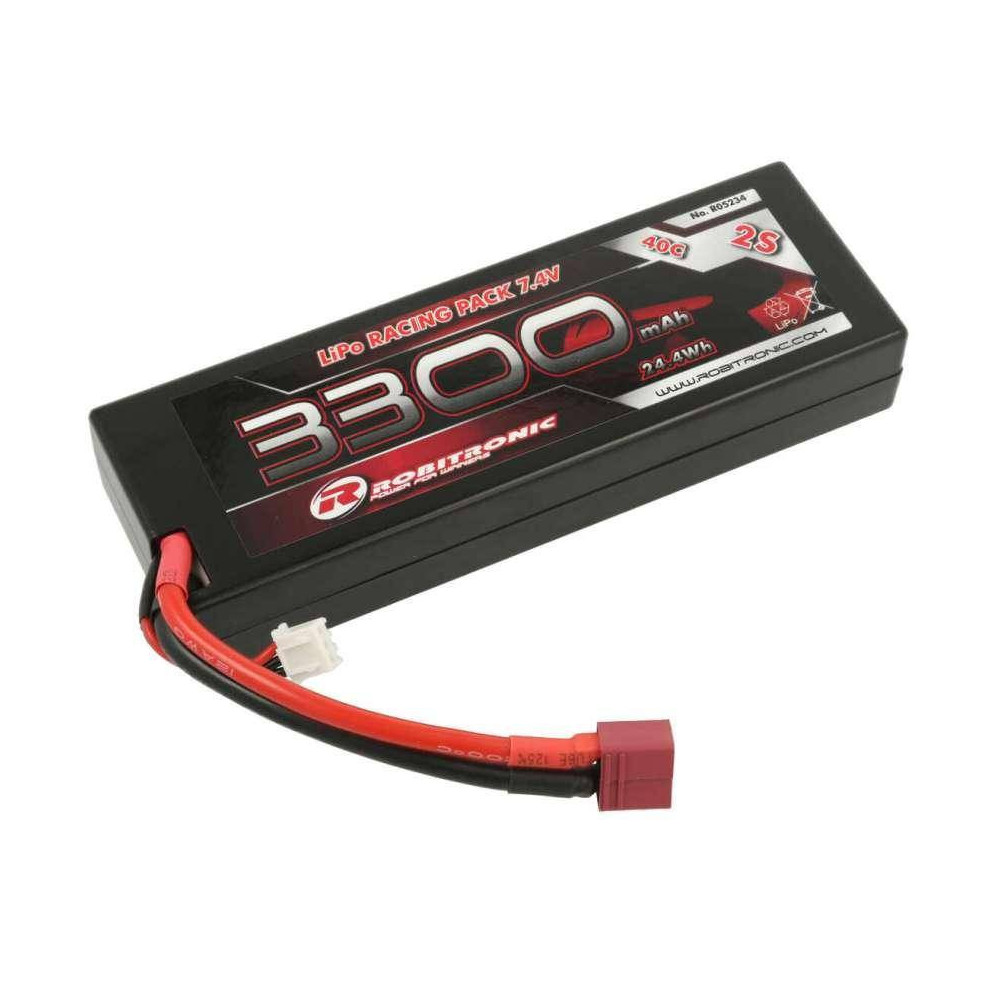 Robitronic Batteria Li-Po 7,4V 3300mAh 2S 40C connettore Deans (art. R05234)