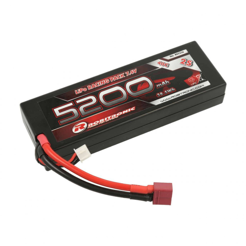 Robitronic Batteria Li-Po 7,4V 5200mAh 2S 40C connettore Deans (art. R05236)