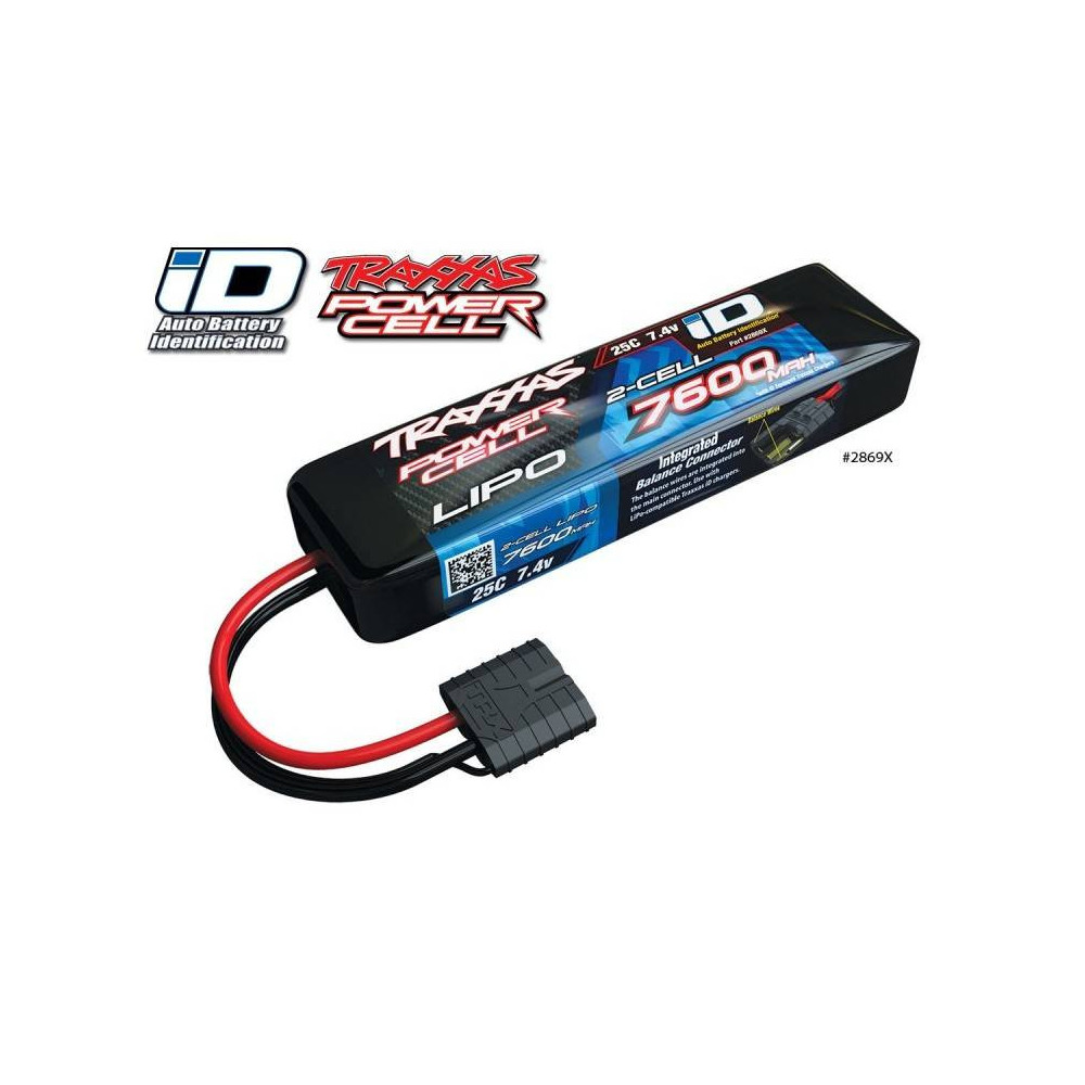 Traxxas Batteria Li-po 7,4V 7600mAh 25C 2S connettore Traxxas Power Cell iD (art. TXX2869X)