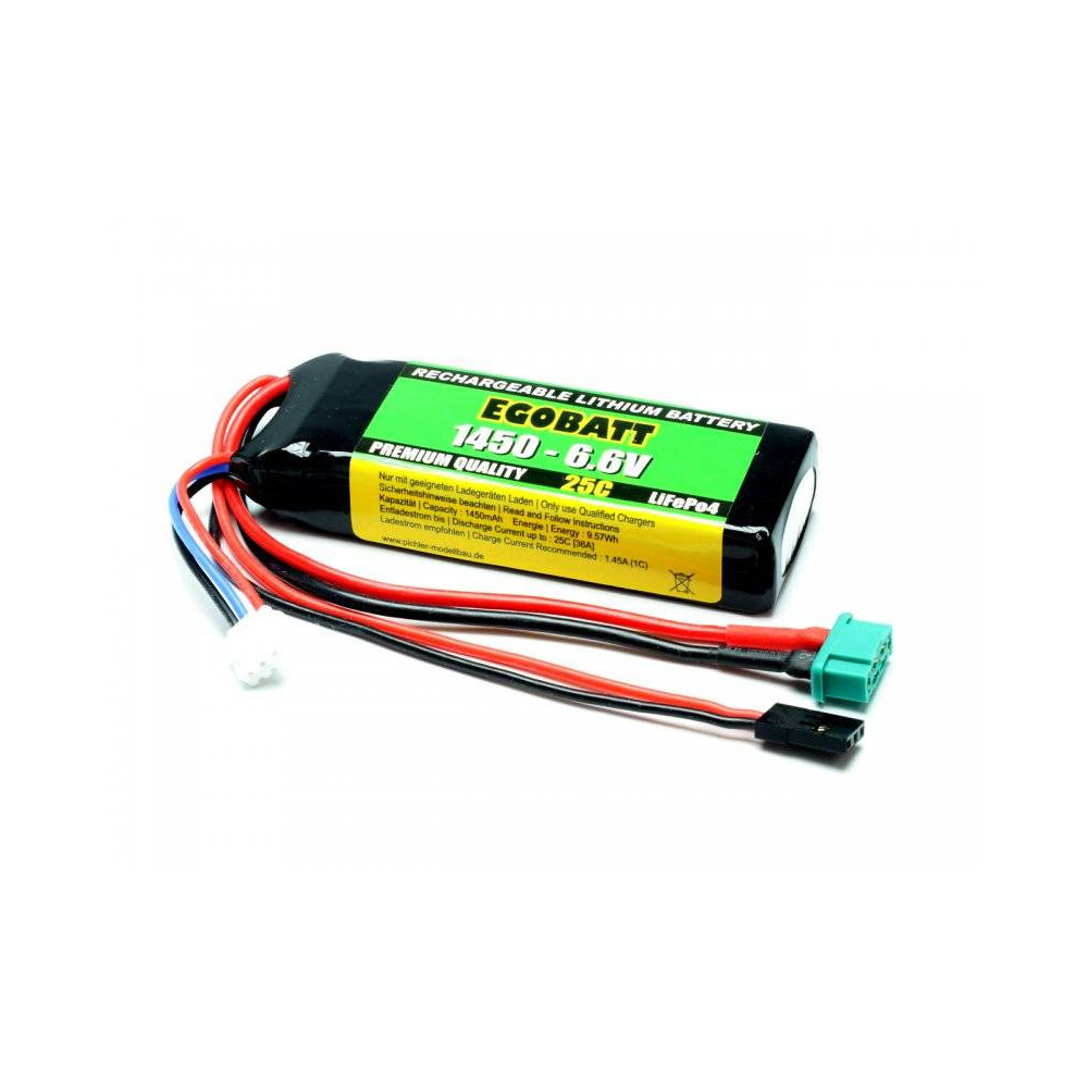 Pichler Batteria Li-Fe EGOBATT 1450mAh 6,6V 25C 2 celle attacco JR e MPX (art. C8334)