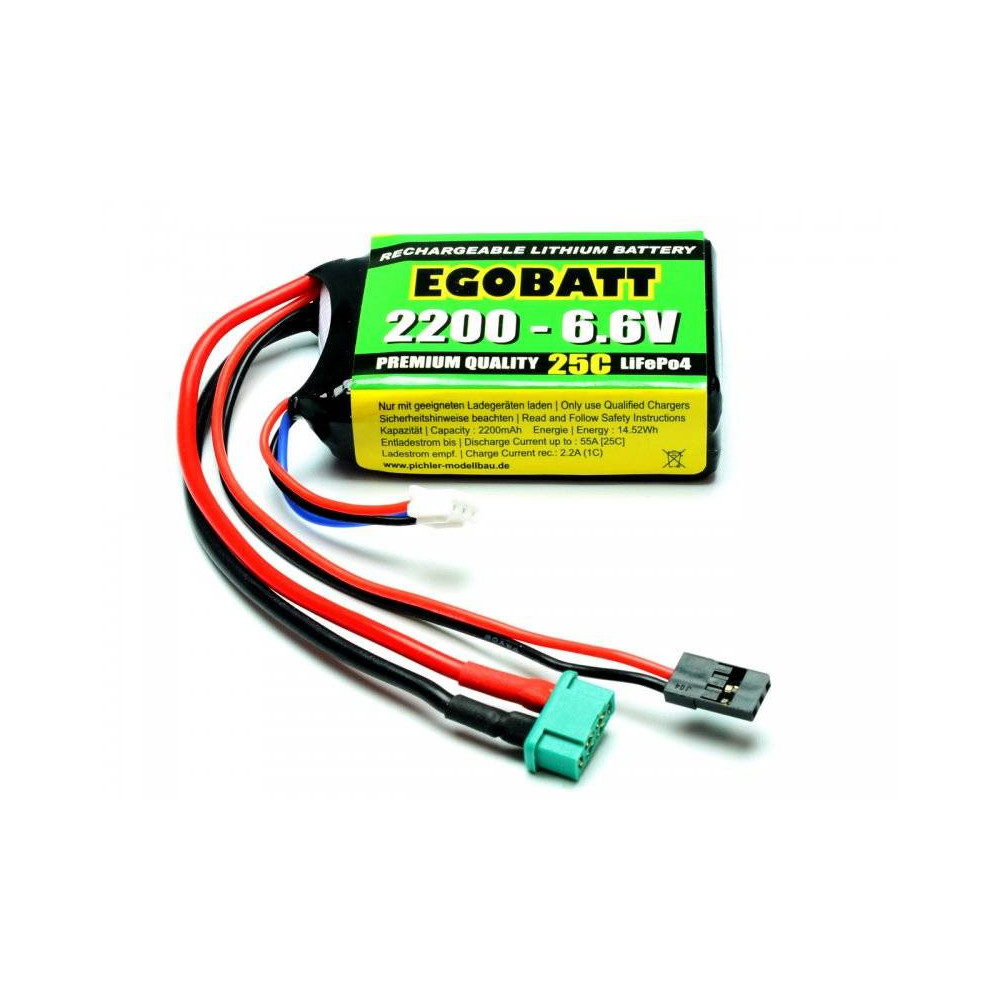 Pichler Batteria Li-Fe EGOBATT 2200mAh 6,6V 25C 2 celle attacco JR e MPX (art. C8350)