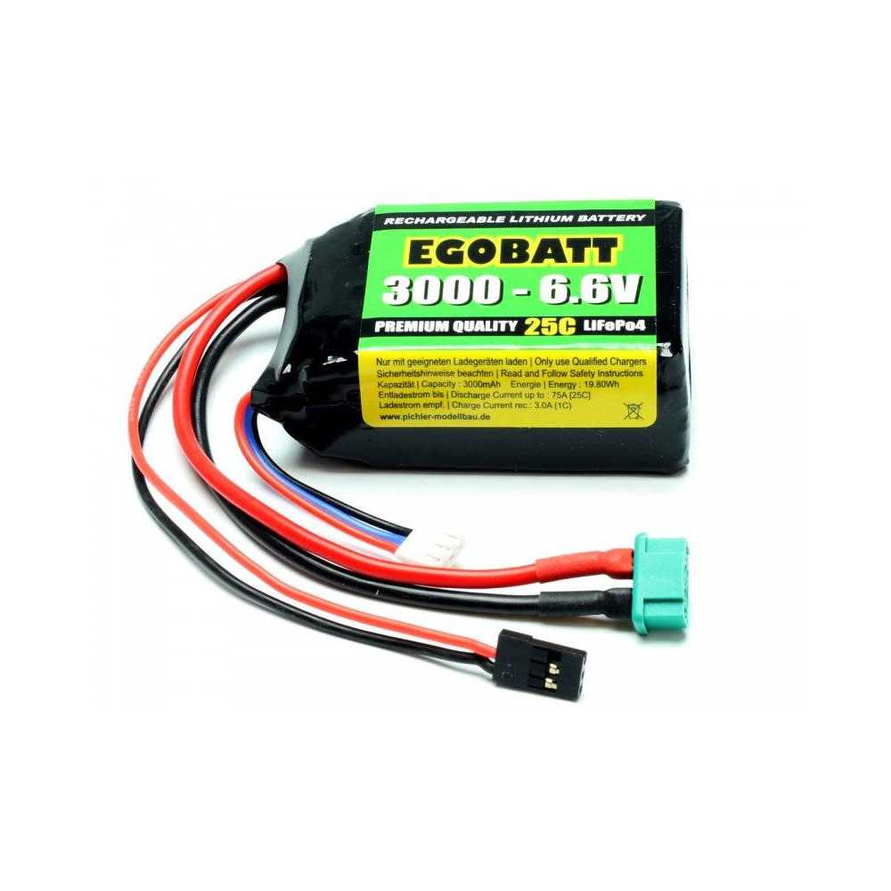 Pichler Batteria Li-Fe EGOBATT 3000mAh 6,6V 25C 2 celle attacco JR e MPX (art. C8354)