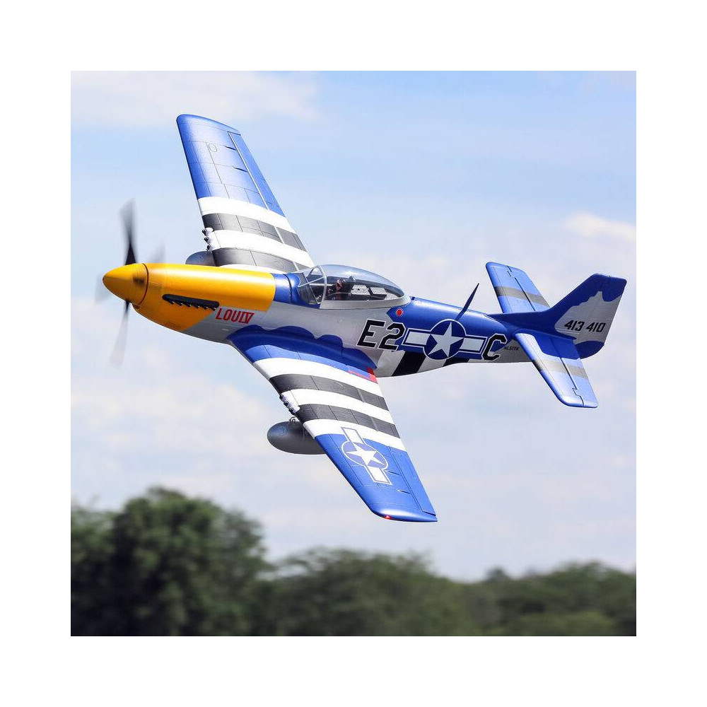 E-flite Aeromodello elettrico P-51D Mustang 1500mm BNF Basic con AS3X e SAFE Select (art. EFL01250)