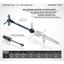 Xray ECS BB Drive Shaft 53mm Set Hudy Spring Steel (art. 305309)