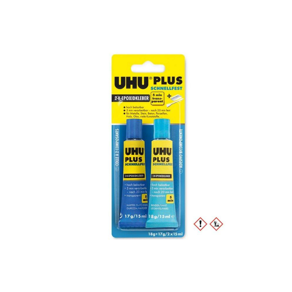UHU PLUS Schnellfest 45700 Colla bicomponente 5 minuti Flacone da 30ml (2x15ml) (art. 763304)
