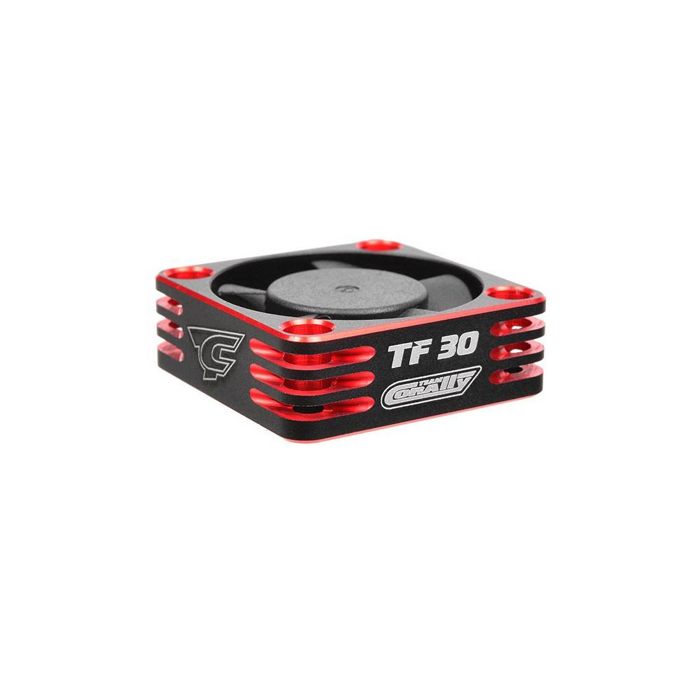 Team Corally Ventola raffreddamento Alluminio High Speed 30x30mm BEC colore Black / Red (art. COR53110-1)