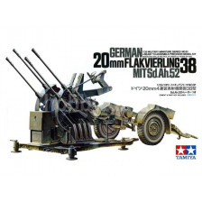 Tamiya Cannone antiaereo Tedesco Flakvierling 38 MITSd.Ah.52 20mm scala 1/35 (art. TA35091)