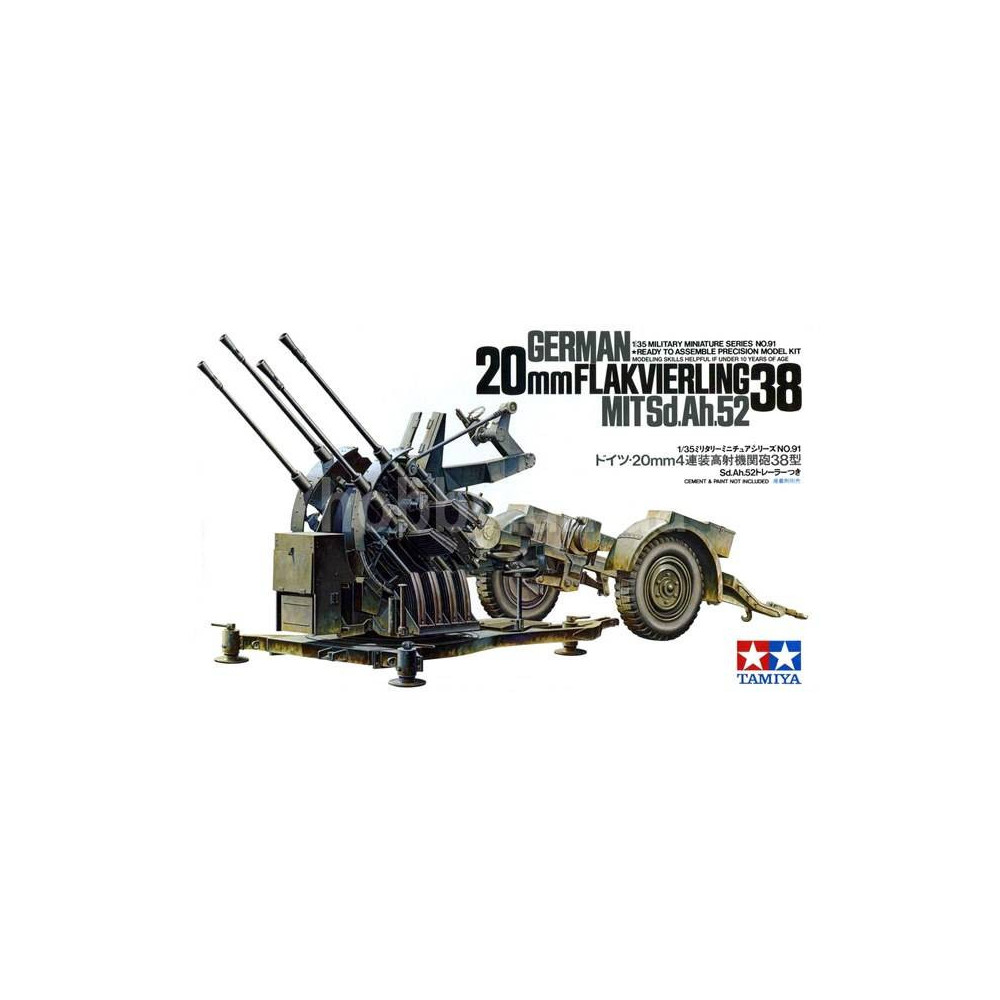 Tamiya Cannone antiaereo Tedesco Flakvierling 38 MITSd.Ah.52 20mm scala 1/35 (art. TA35091)