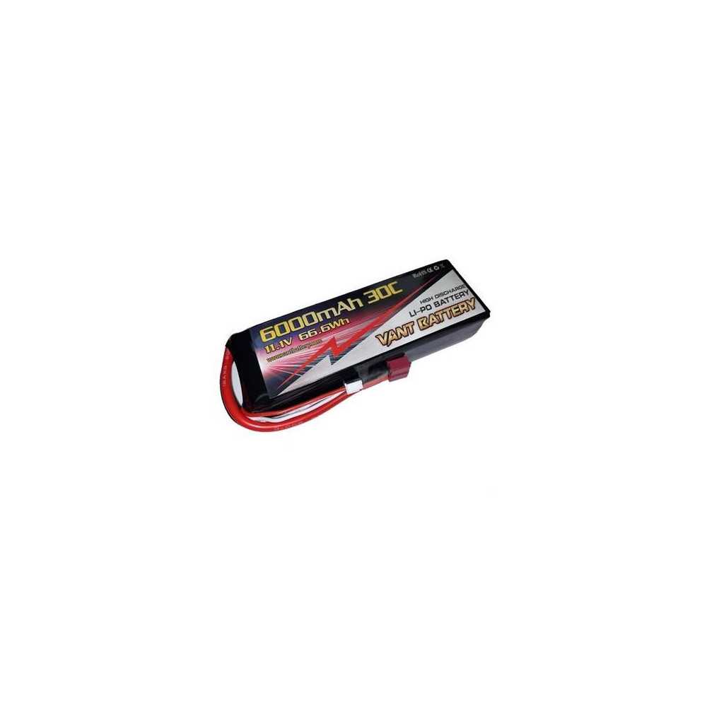 VANT Battery Batteria LiPo 3S 11,1v 6000mha 30C connettore Deans (art. VT-6000/30/3S)