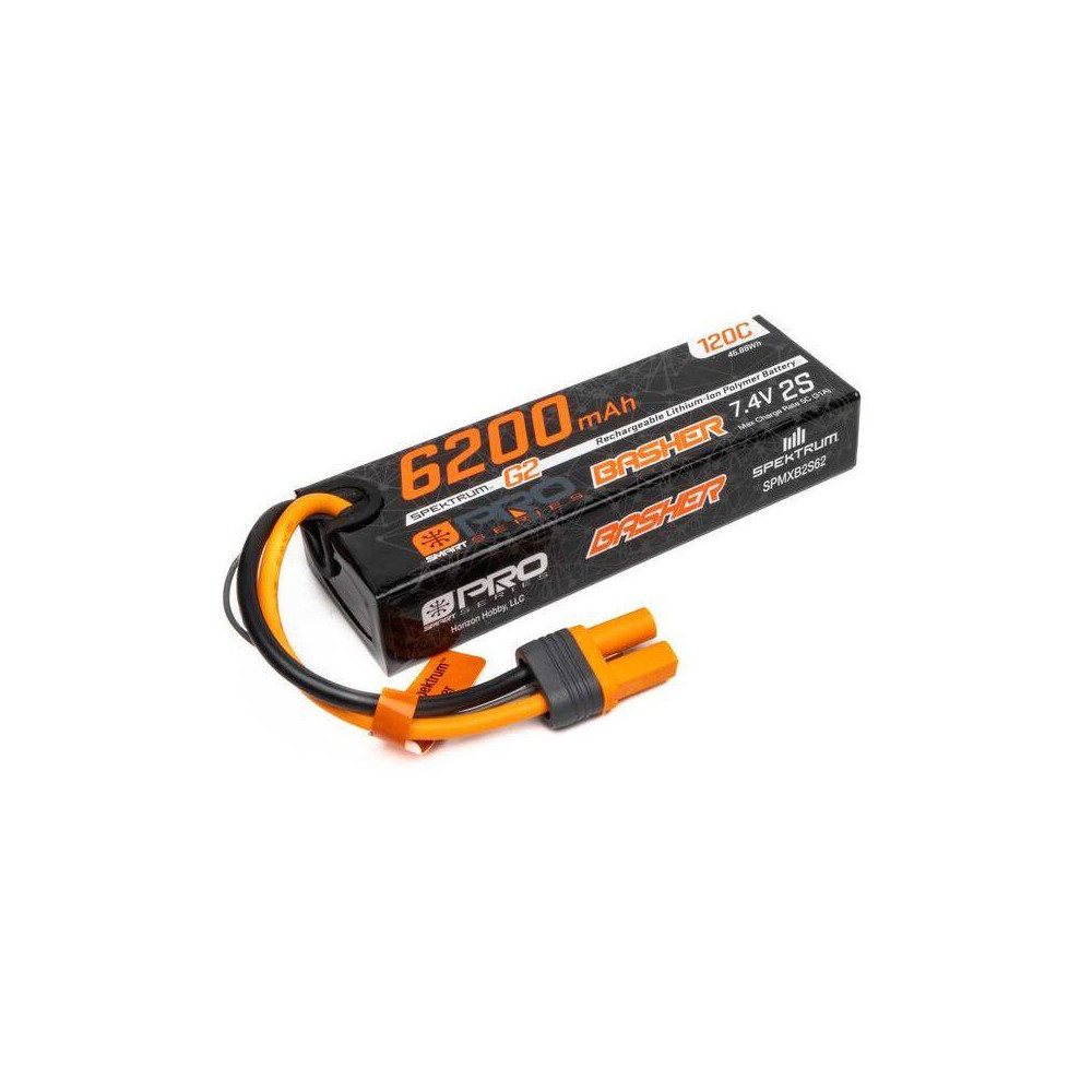 Spektrum Batteria Li-Po Smart G2 Pro Basher 2S 7,4V 6200mAh 120C connettore IC5 (art. SPMXB2S62)