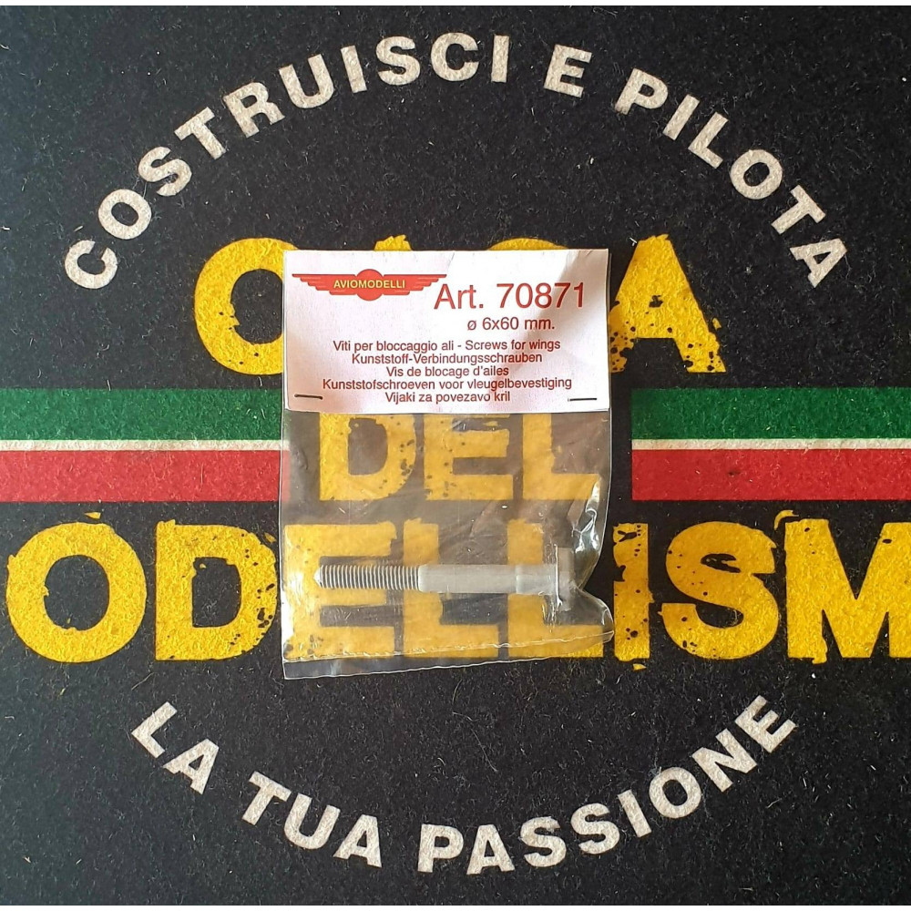 Aviomodelli Vite nylon 6x60mm per fissaggio ala Cessna Cardinal (art. 70871)