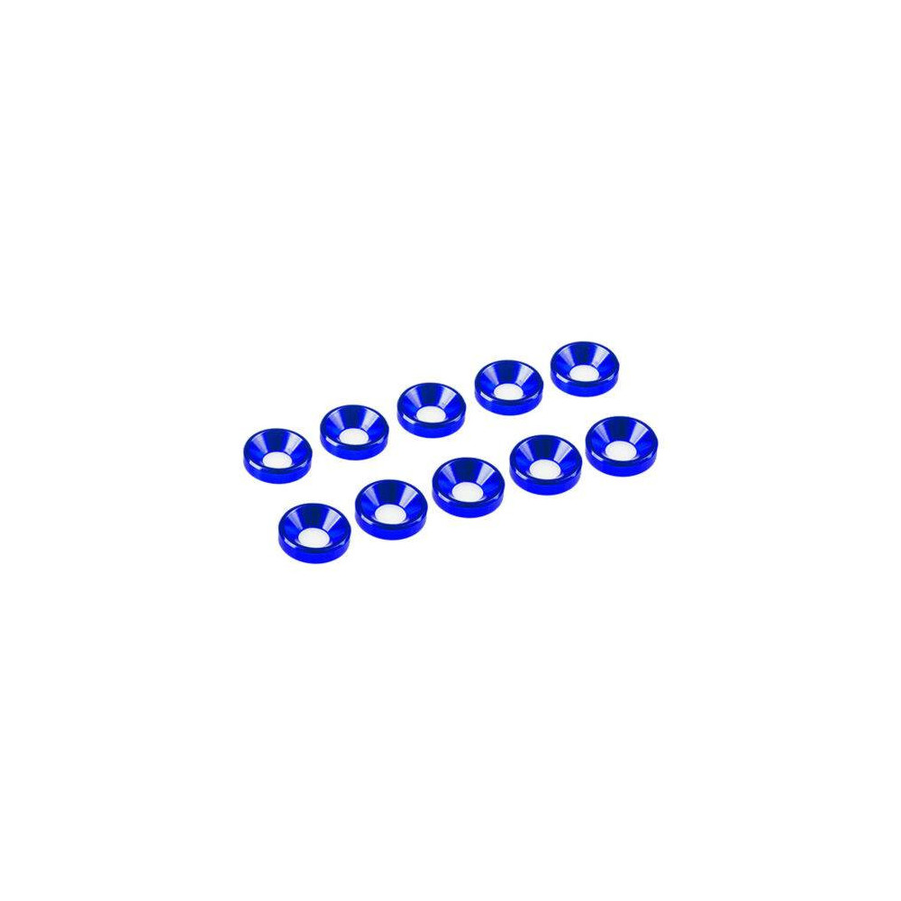 Ultimate Racing Rondelle coniche svasate M3 Alluminio Blu 10 pezzi (art. UR1501A)