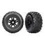 Traxxas Coppia gomme con cerchi Sledgehammer Black 3.8" TSM esagono 17mm per Sledge (art. TXX9672)