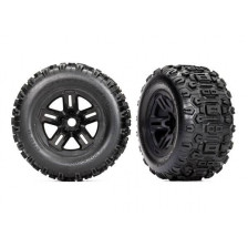 Traxxas Coppia gomme con cerchi Sledgehammer Black 3.8" TSM esagono 17mm per Sledge (art. TXX9672)