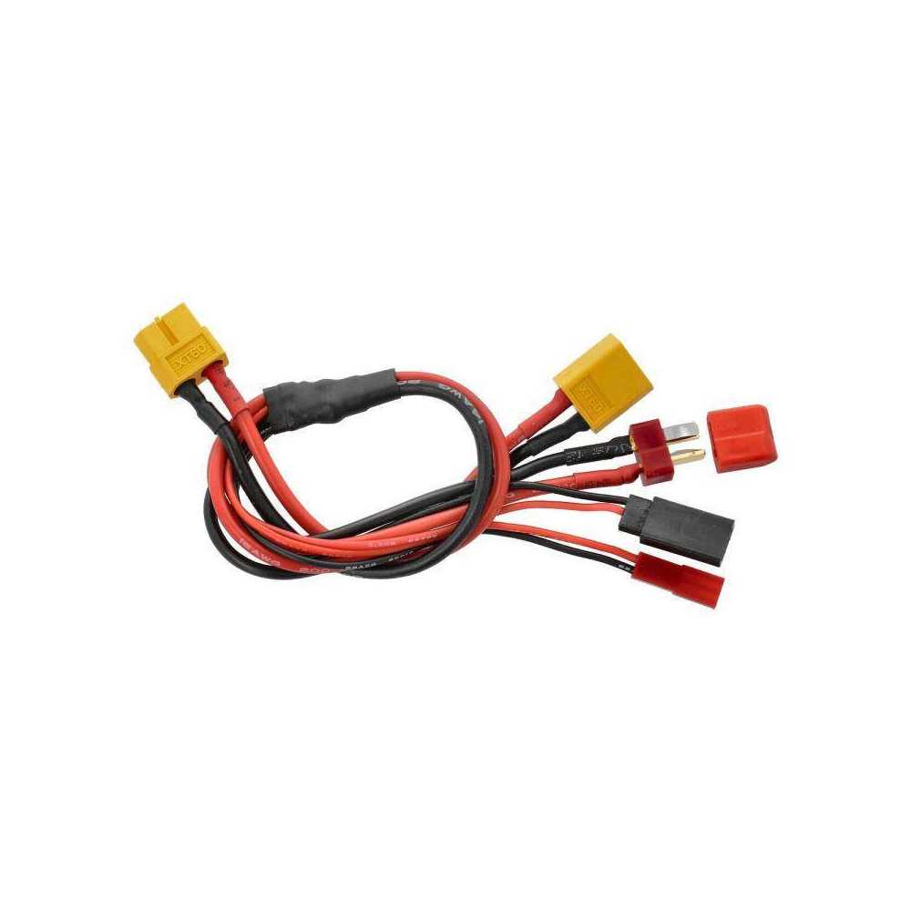 ToolKitRC Cavo di ricarica XT60 femmina e multi connettori maschi per vari tipi di batterie (art. TK40200)