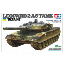 Tamiya Carro armato Leopard 2 A6 Tank con livrea "Ukraina" scala 1/35 Kit di montaggio (art. TA25207)