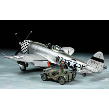 Tamiya P-47D Thunderbolt Bubbletop & 1/4-TON 4×4 Light Vehicle kit di montaggio scala 1/48 (art. TA25214)