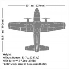 E-flite Bimotore EC-1500 Twin 1500mm BNF Basic con Smart, AS3X e SAFE Select (art. EFL15750)