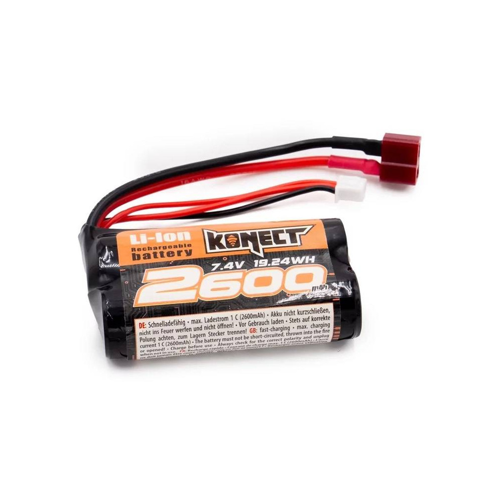 Hobbytech Batteria KONECT Li-Ion 2S 7,4V 2600mAh connettore Deans (art. KN-LI0742600)