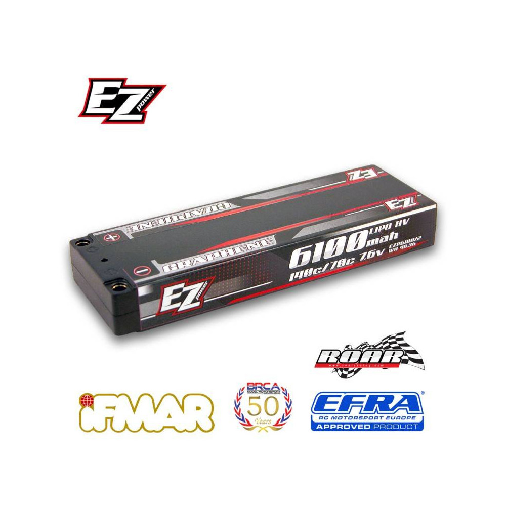 EZpower Batteria Li-po 2S 7,6V 6100mAh ULCG 140/70C HV GRAPHENE - 5mm (art. EZP6100/2)