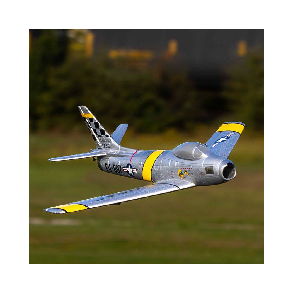 E-flite Aeromodello UMX F-86 Sabre 30mm EDF BNF Basic con AS3X e SAFE Select (art. EFLU7050)