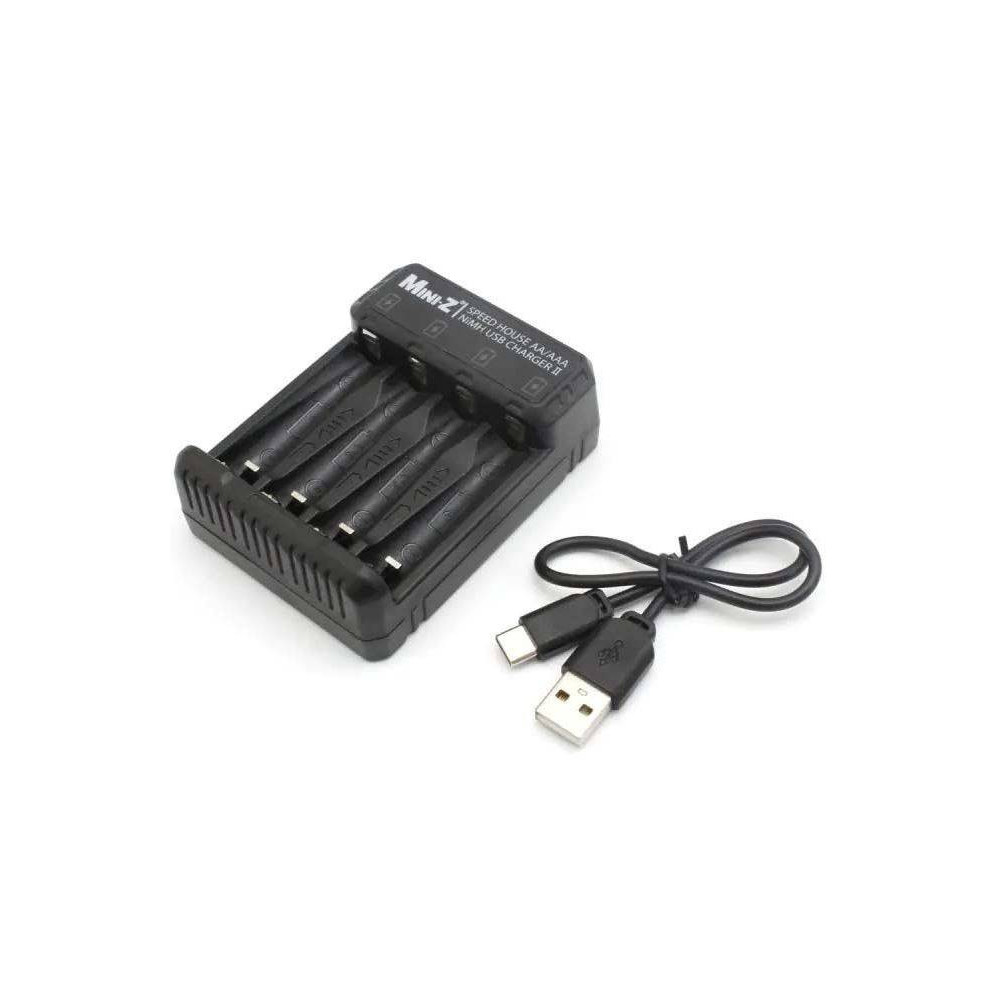 Kyosho Caricabatterie Speed House 2 USB Mini-Z adatto per batterie Stilo AA e Ministilo AAA (art. 72211)