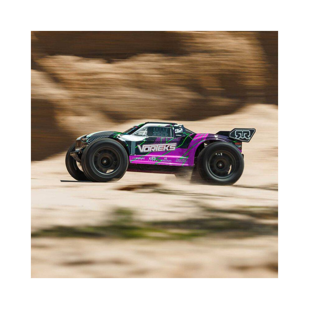 Arrma Automodello Vorteks Mega 550 1/10 2WD Stadium Truck RTR con batteria e caricabatterie Colore Viola (art. ARA3205ST2)