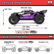 Arrma Automodello Vorteks Mega 550 1/10 2WD Stadium Truck RTR con batteria e caricabatterie Colore Viola (art. ARA3205ST2)