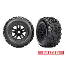 Traxxas Coppia gomme Sledgehammer Black Belted Incollate su Cerchi esagono 17mm per Sledge (art. TXX9573)