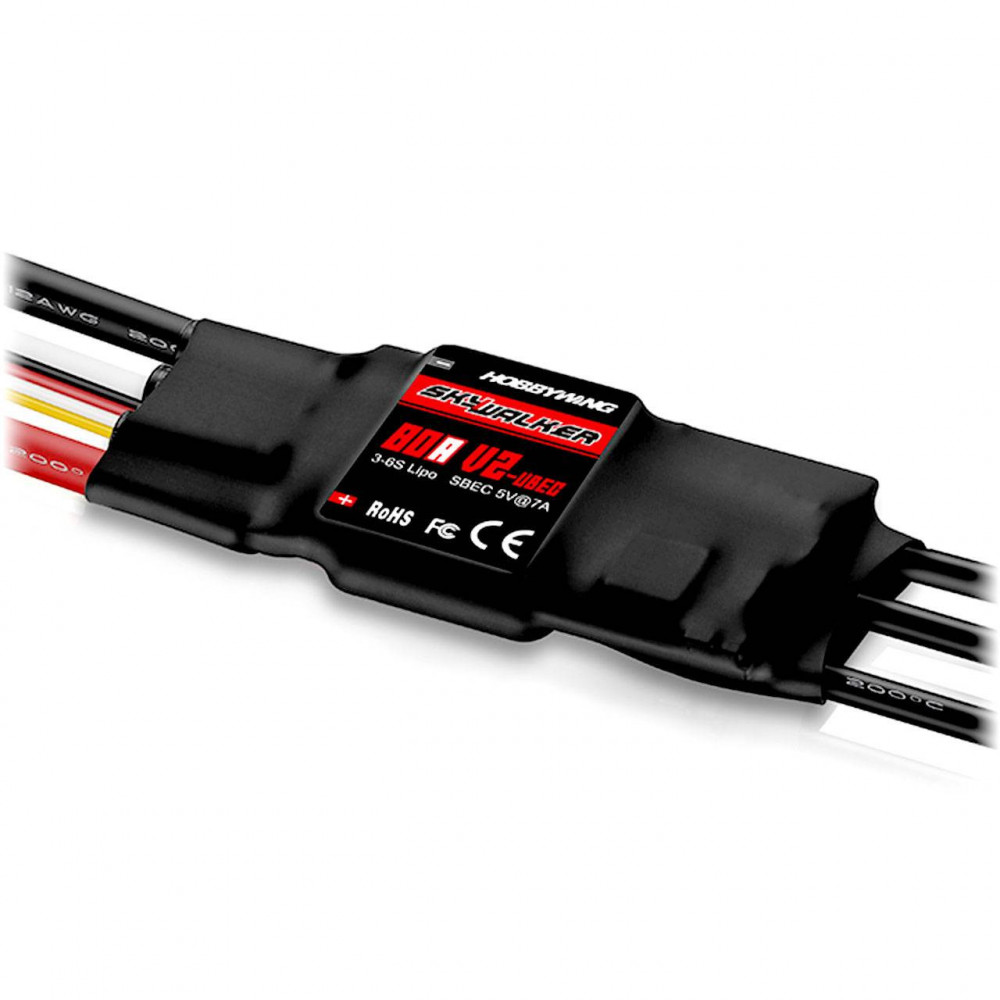Hobbywing Regolatore elettronico Skywalker V2 80A ESC per Lipo 3-6S BEC 7A (art. HW80060440)