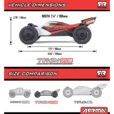 Arrma Automodello Typhon Grom Mega 380 Buggy 4X4 Brushed RTR con Batteria e Caricabatteria, Rosso/Bianco (art. ARA2106T2)