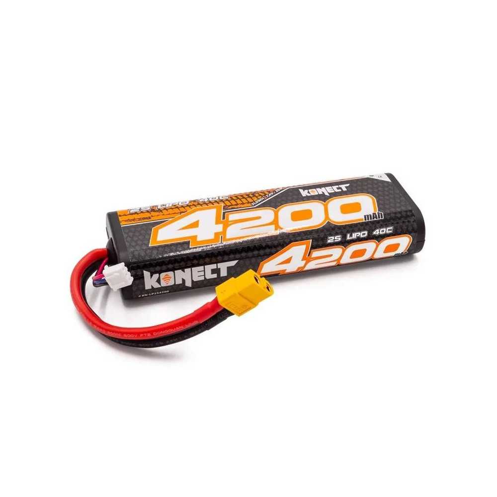 Hobbytech Batteria KONECT Li-Po 2S 7,4V 4200mAh 40C Round Case Connettore XT60 (art. KN-LP2S4200-XT60)