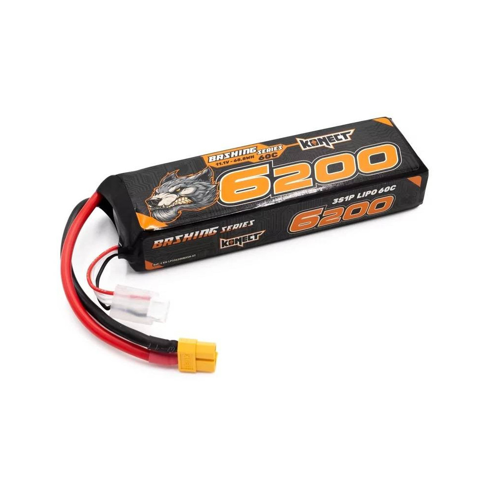 Hobbytech Batteria KONECT Li-Po 3S 11,1V 6200mAh 60C 3S1P 68,8Wh Bash Connettore XT60 (art. KN-LP3S6200BASH-XT)