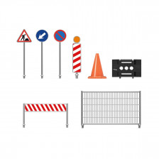 Set Accessori Cantiere RC 1:20 – Barriere, Piloni, Segnali (412413)