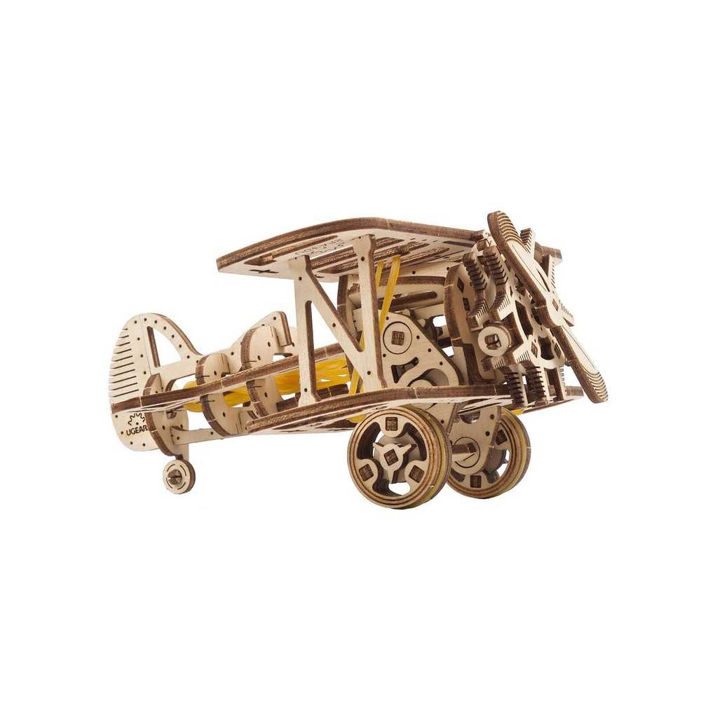 UGEARS Mini Biplano Puzzle 3D Meccanico in Legno | CasadelModellismo