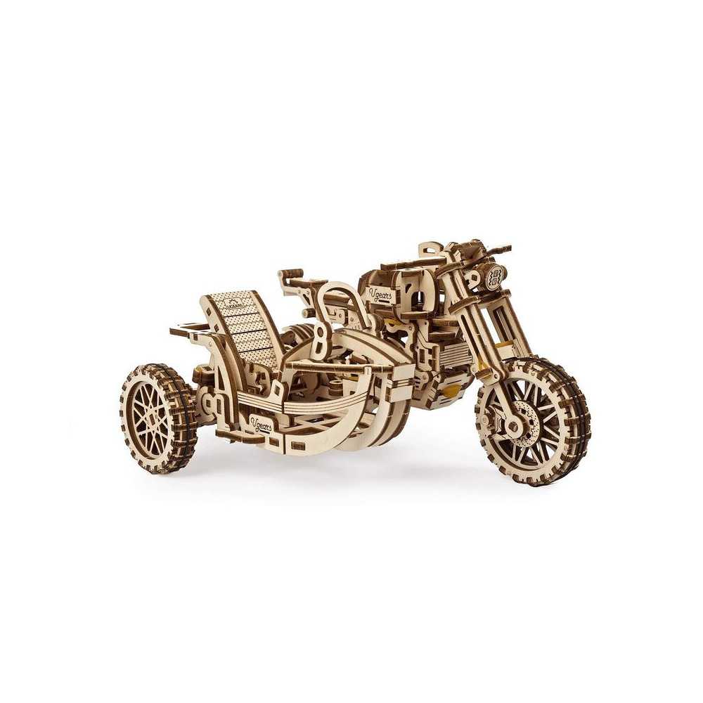 UGEARS Moto Scrambler UGR-10 con Sidecar | Puzzle 3D in Legno