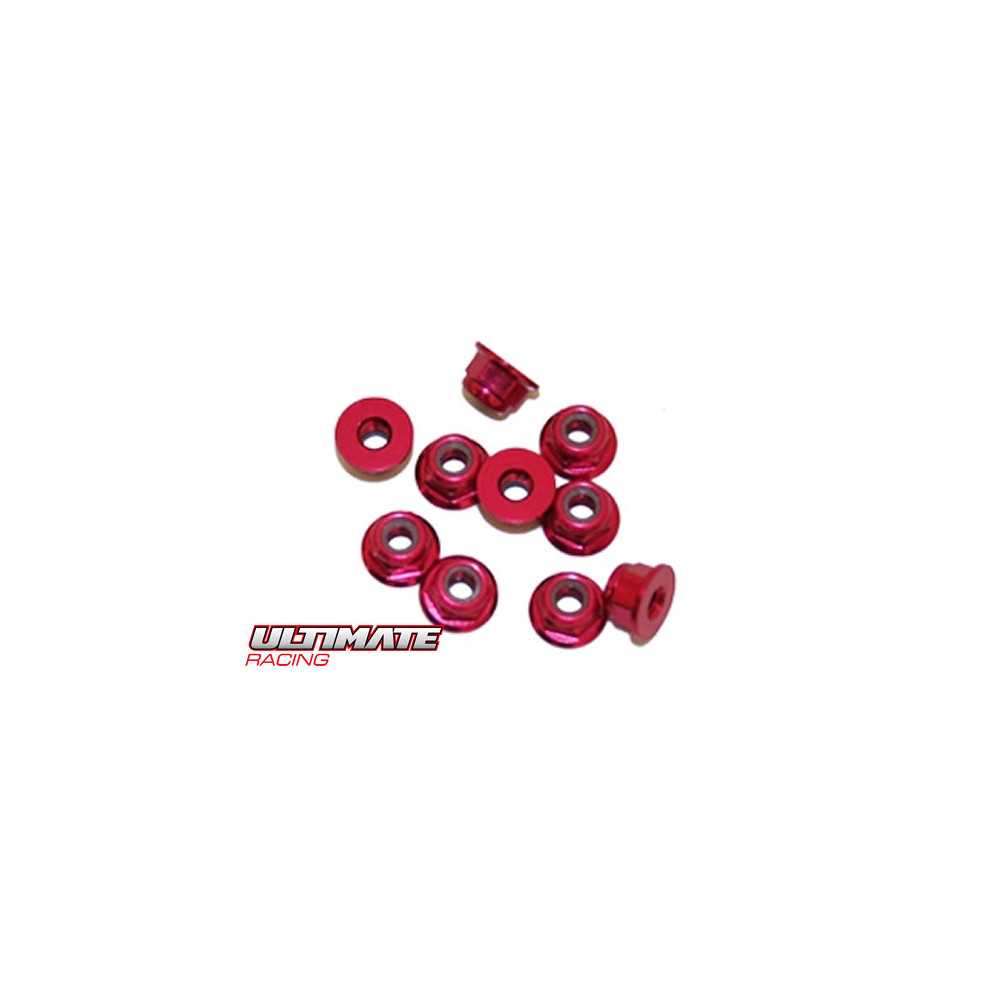 Dadi M3 Flangiati Alluminio Rossi (10 pz) | Ultimate Racing UR1503-R