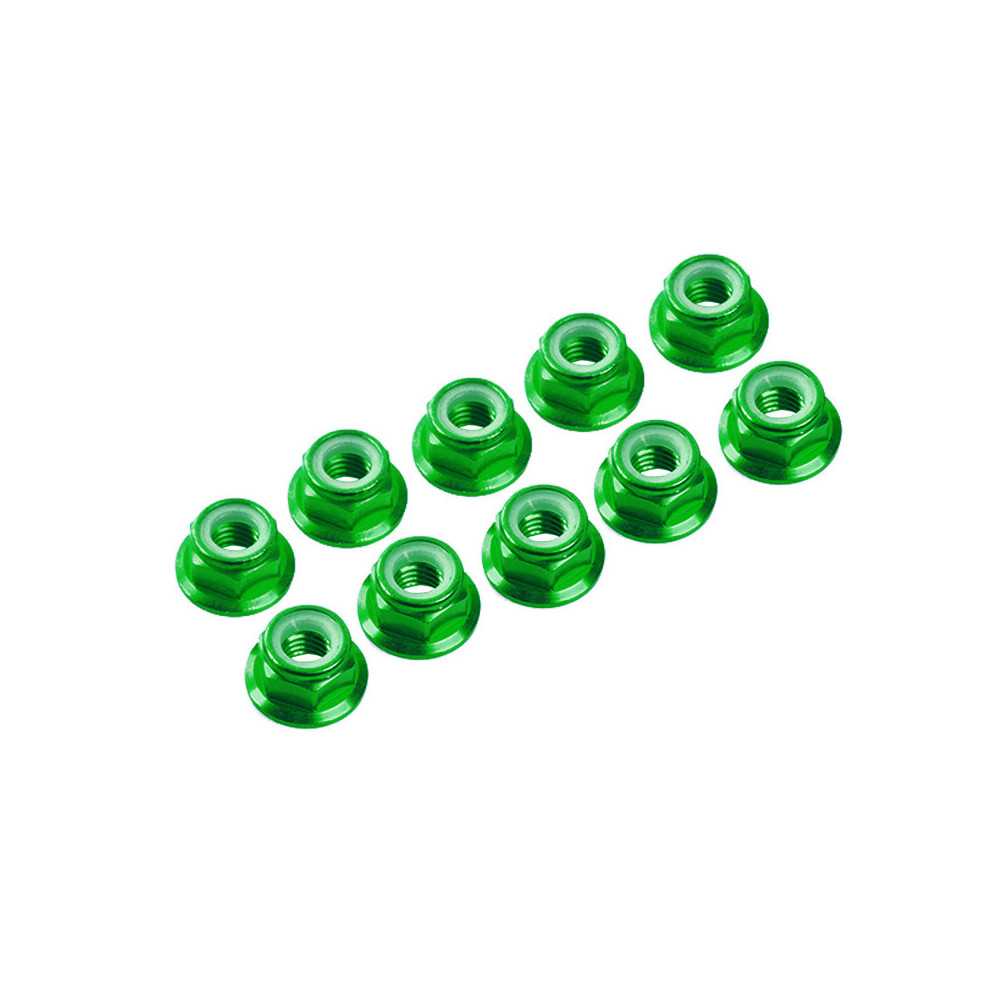 Dadi M3 Flangiati Alluminio Verdi (10 pz) | Ultimate Racing UR1503-GR