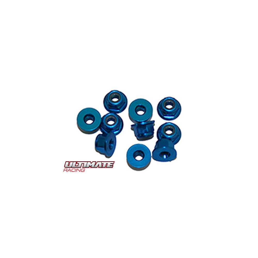 Dadi M3 Flangiati Alluminio Blu (10 pz) | Ultimate Racing UR1503-A