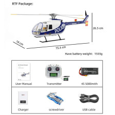 FlyWing Elicottero BO-105 Policia RTF Quadripala H1 GPS Stabilizzato Codice FW-BO105-RTF-POLICIA