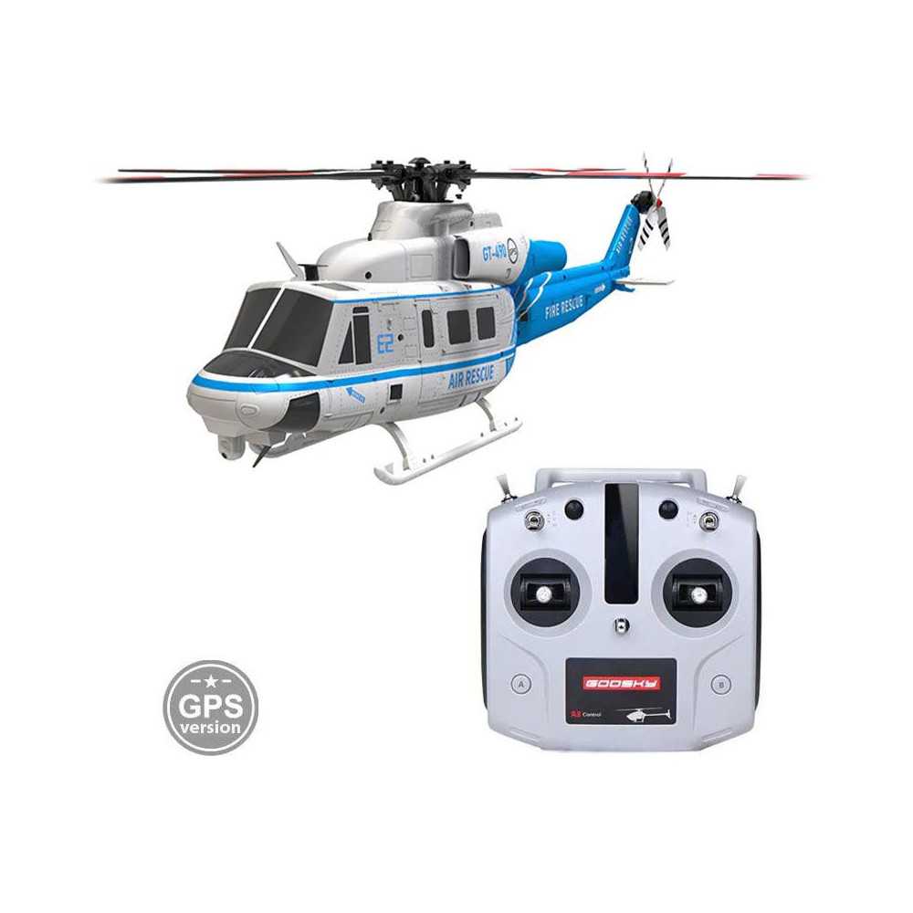 Goosky BAF050018 E2 GPS Elicottero Scala 1:35 UH-1Y Blu Bianco RTF Mode 2